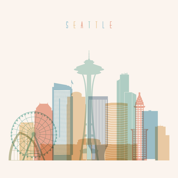 Seattle building vector illustration