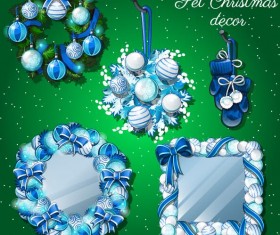 Set christmas decor with frame vectors