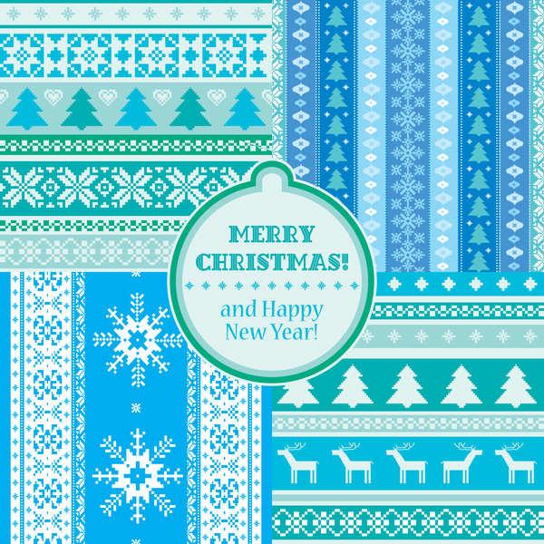 Set of Christmas patterns seamless vector material 01