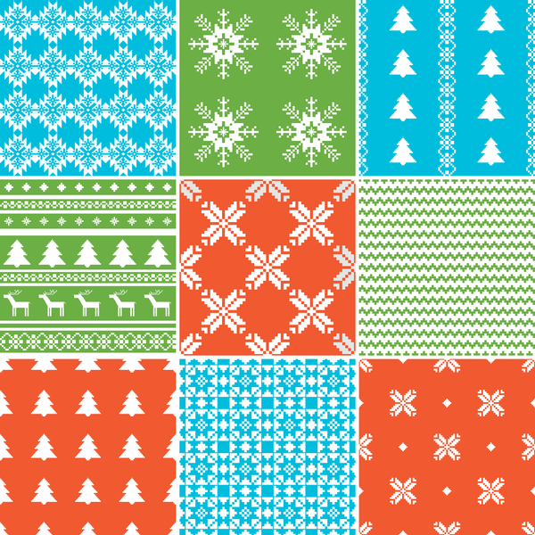 Set of Christmas patterns seamless vector material 03