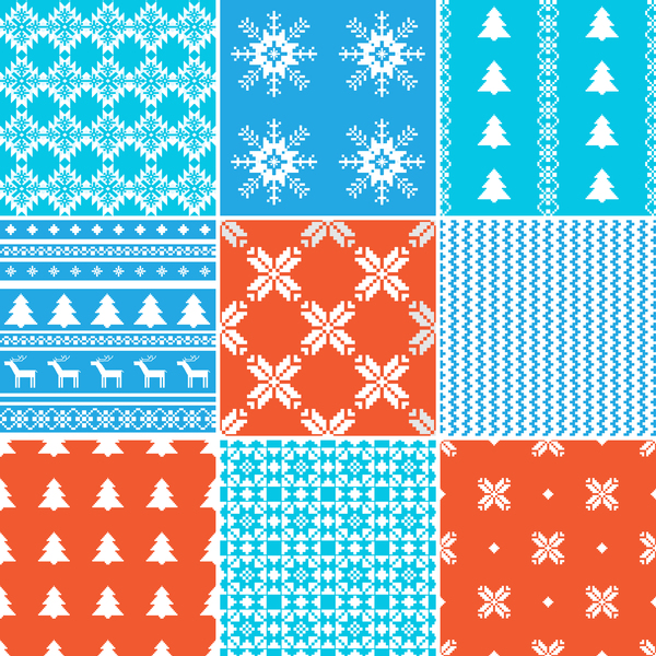 Set of Christmas patterns seamless vector material 04