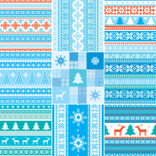 Set of Christmas patterns seamless vector material 05