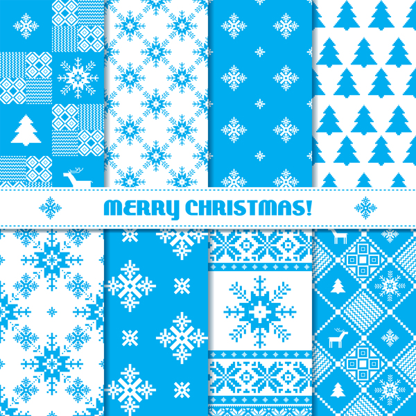 Set of Christmas patterns seamless vector material 06