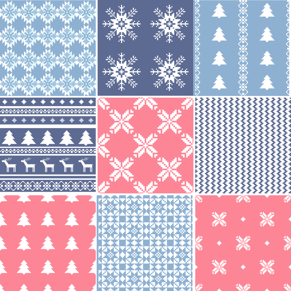 Set of Christmas patterns seamless vector material 07