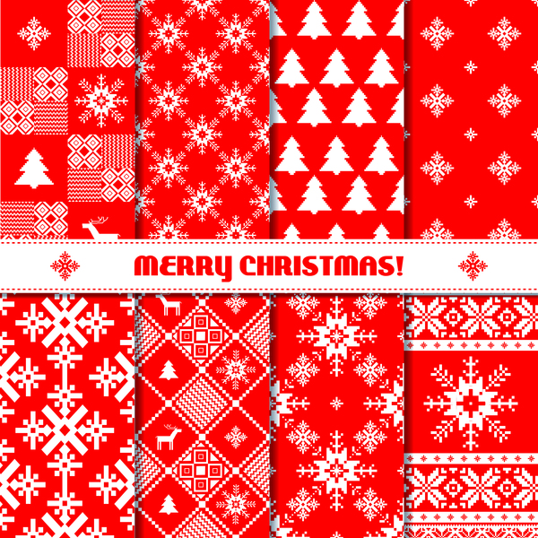 Set of Christmas patterns seamless vector material 08