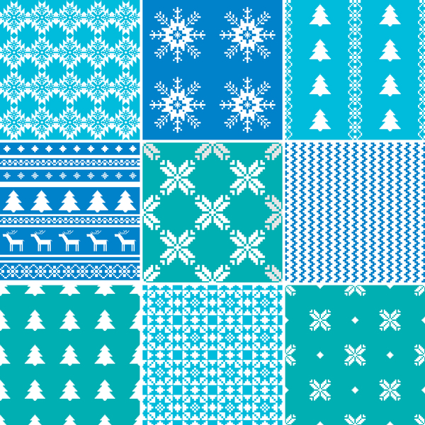 Set of Christmas patterns seamless vector material 09