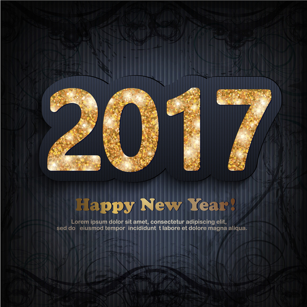 Shining 2017 new year design with dark background vector 02