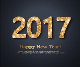 Shining 2017 new year design with dark background vector 03