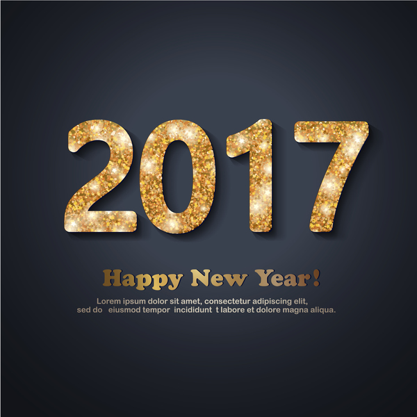 Shining 2017 new year design with dark background vector 03