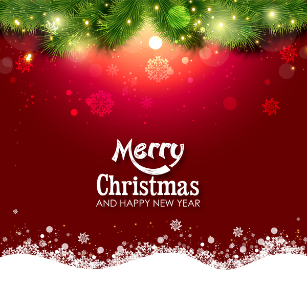 Shiny christmas red background design vector 04