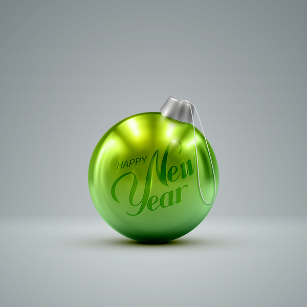 Shiny green christmas ball vector material 01
