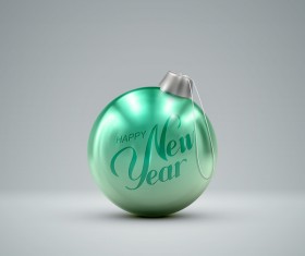 Shiny green christmas ball vector material 02