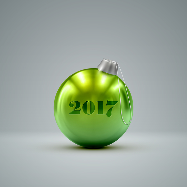 Shiny green christmas ball vector material 03