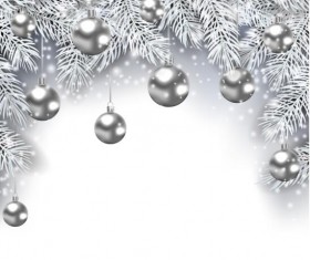 Silver christmas ball decor background vector graphic