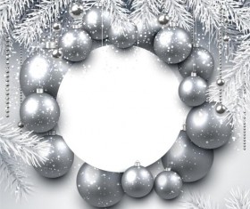 Silver christmas ball frame with paper card vector