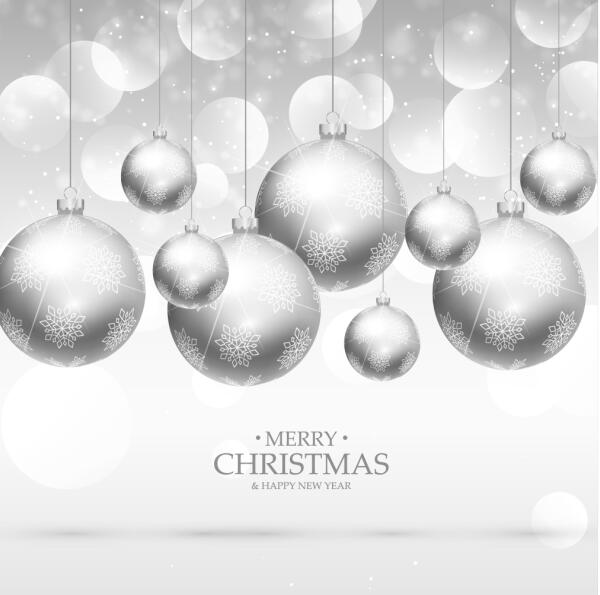 Silver christmas ball with halation vector background