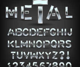 Silver metal numbers with alphabet vector