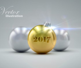 Silver with golden christmas ball vector 01