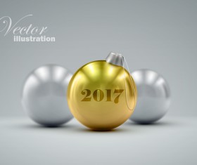 Golden christmas ball vector 02