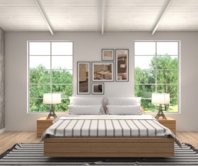 Simple bedroom bed Stock Photo