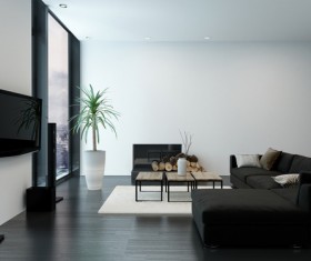 Simple black and white living room Stock Photo