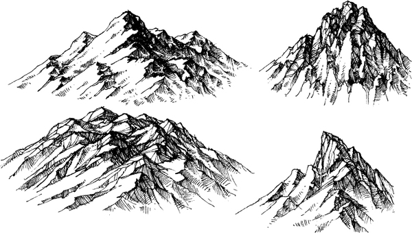 Sketch mountains hand drawn vector 01