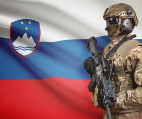 Slovenian flag with heavily armed soldiers HD picture