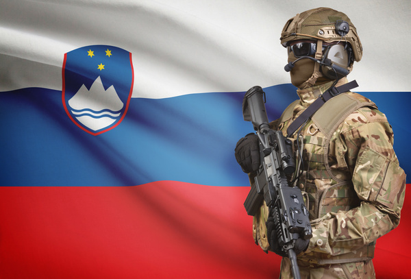 Slovenian flag with heavily armed soldiers HD picture