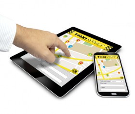 Smartphone and tablet targeting Stock Photo