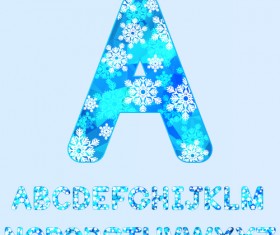 Snowflake christmas alphabet vector set