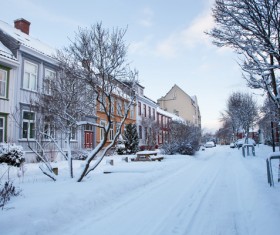 Snowy city Stock Photo