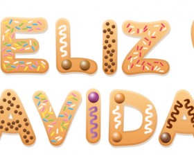 Spanish christmas cookies feliz navidad text design vector