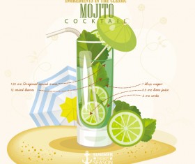 Summer season cocktails poster template vector 01