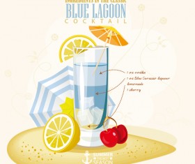 Summer season cocktails poster template vector 04