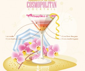 Summer season cocktails poster template vector 05