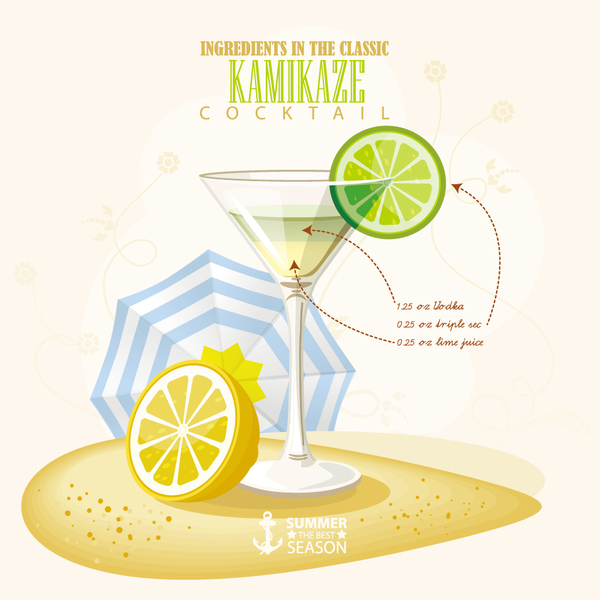 Summer season cocktails poster template vector 07