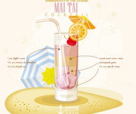 Summer season cocktails poster template vector 08