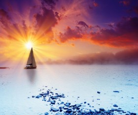 Sunset under the sea landscape HD picture