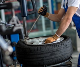 Tire maintenance Stock Photo