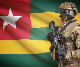 Togo flag with heavily armed soldiers HD picture