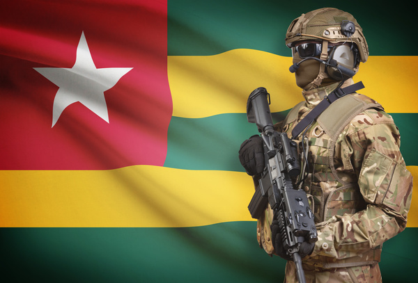 Togo flag with heavily armed soldiers HD picture