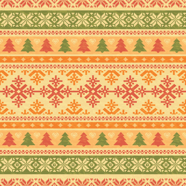 Traditonal knitted christmas seamless patterns vector 01