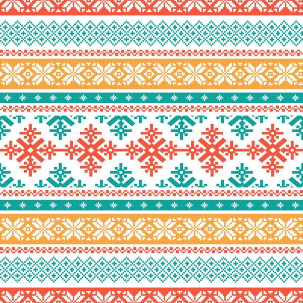 Traditonal knitted christmas seamless patterns vector 03