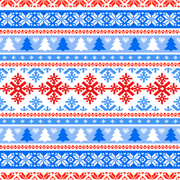 Traditonal knitted christmas seamless patterns vector 04