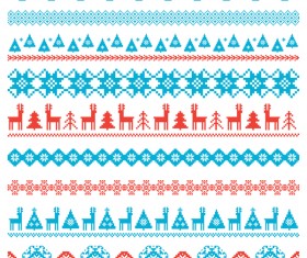 Traditonal knitted christmas seamless patterns vector 06