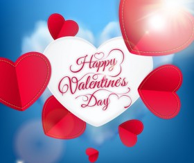 Valentine card with red white heart vector