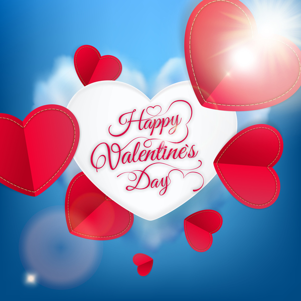 Valentine card with red white heart vector