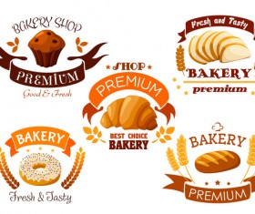 Vector bakery labels retro design set 01