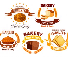 Vector bakery labels retro design set 02