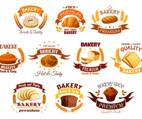 Vector bakery labels retro design set 03